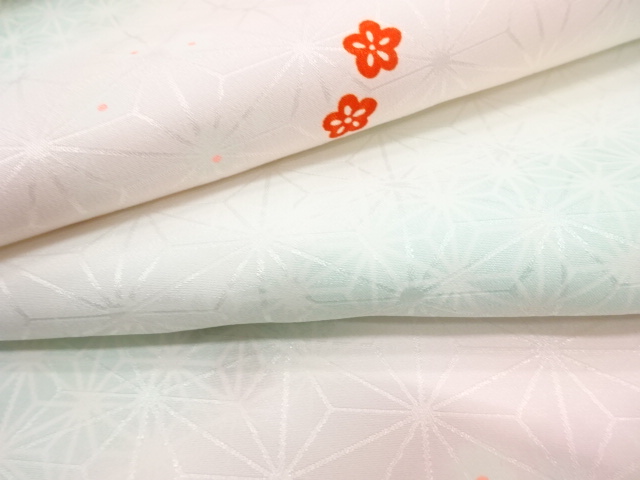  B反　麻の葉に梅模様　長襦袢地反物